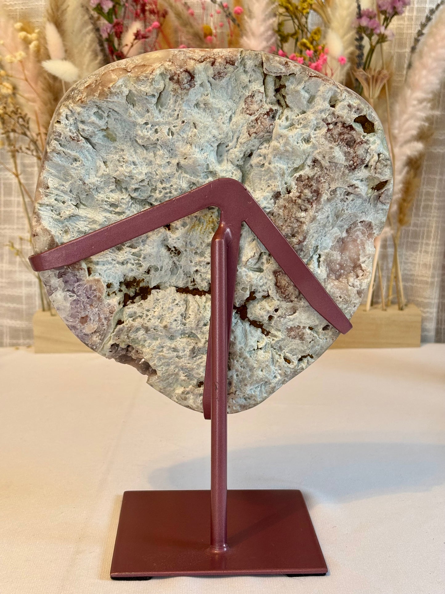 High-quality, moody, pink amethyst slab