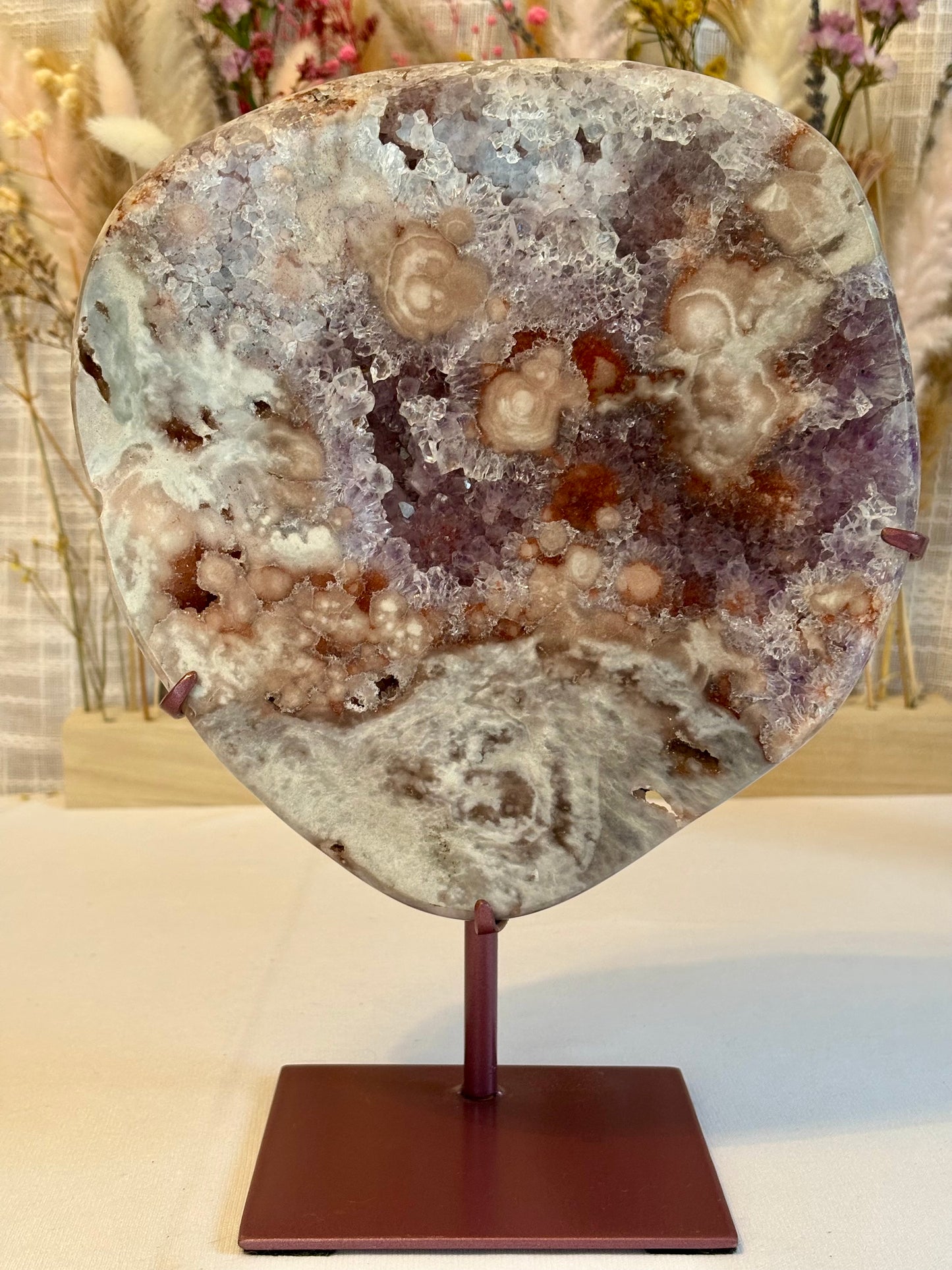 High-quality, moody, pink amethyst slab